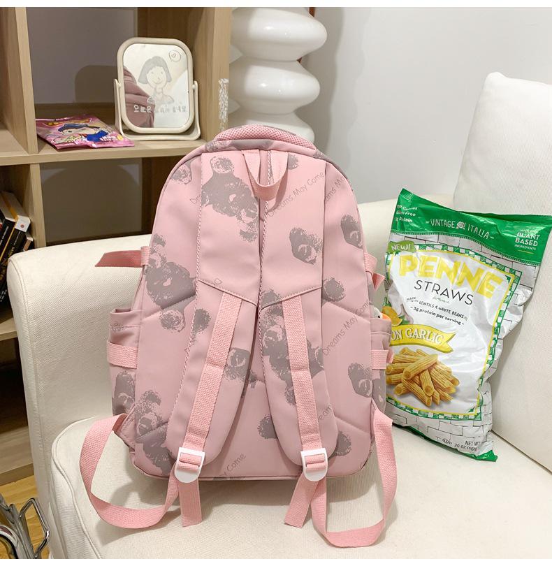 Unisex Large Capacity Fashionable Teddy Bear Print Backpack for Students and Travelers