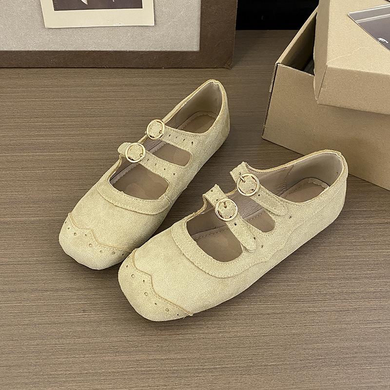 

Retro brown square head Mary Jane shoes ballet shoes women s autumn 2025 new Korean version of French light mouth single shoes 39 хаки
