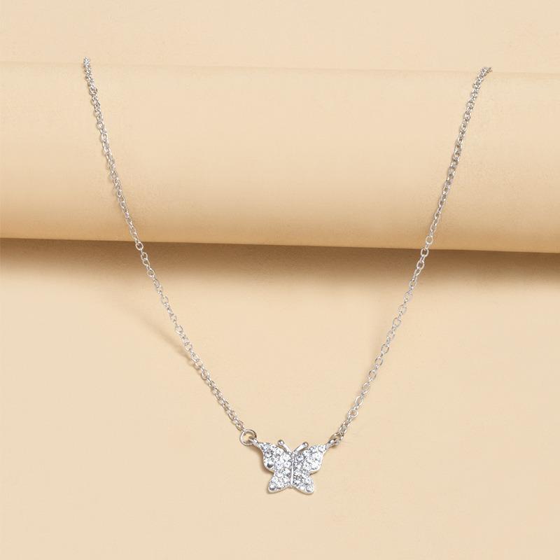 Butterfly full diamond necklace, new jewelry fashion high-end wind collarbone chain women's neck chain