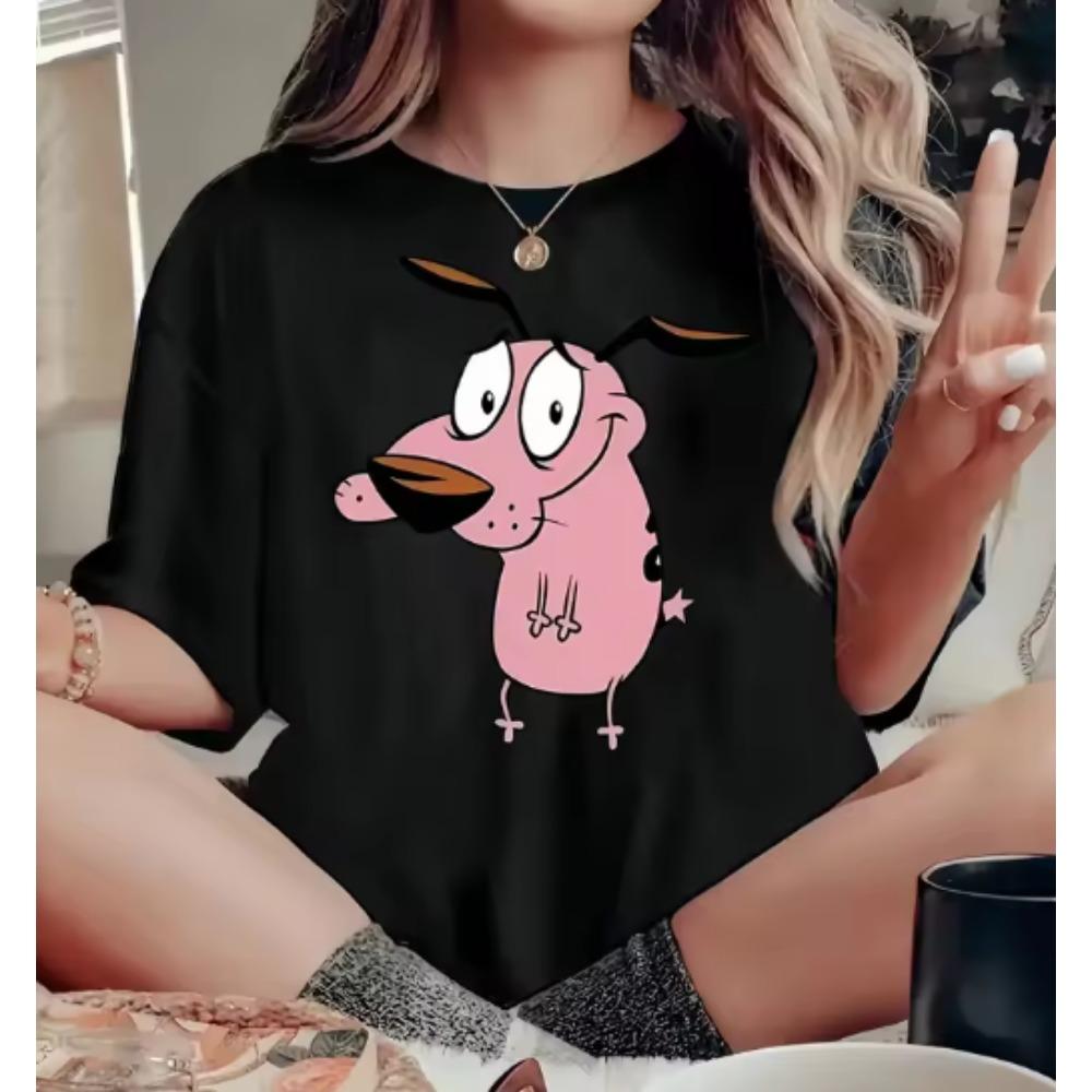 

Women s Casual Pink Funny Dog Graphic Tee Comfy Short Sleeve Round Neck Comfy Tee | Playful Print | Knit Fabric Dog Tshirts S