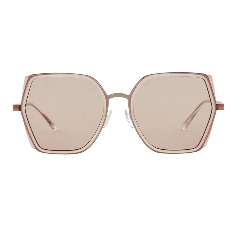 EMPORIO ARMANI Laser-cut logo alloy frame butterfly sunglasses women's rose gold
