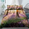 Tropischer Baum Sonnenuntergang Bettbezug-Set, Landschaftsdruck Quilt-Set Dreiteiliges Set