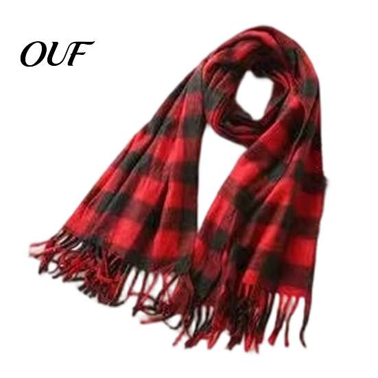 Cashmere Feel Warm Neck Scarf Classic Plaid for Women, Soft Cashmere-like Winter Shawl British Style Tartan with Tassels, Large Wrap Coats Sweaters