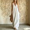 European and American new women's clothing, casual sleeveless loose pocket women's long dress