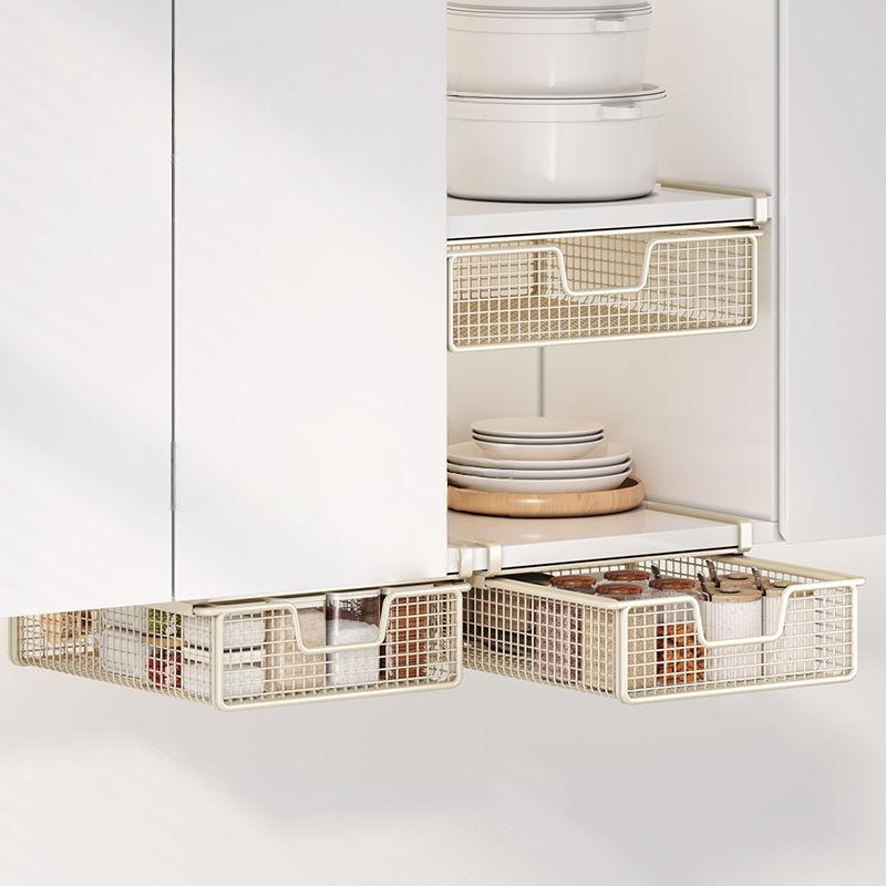 Wire Mesh Storage Basket Organizer Home Decoration Hanging Pullout Drawer for Dining Room Counter Bedroom Under Desk Pantry New