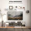 TV Cabinet with Wall Shelf, Open Shelves and Cabinet In Wood, White and Black