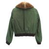 Celine Made In France Mink Fur Collar Batting Jacket 38 Green Women Used