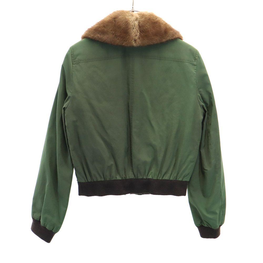 CELINE Made in France Mink fur collar Batting jacket 38 green Women Used