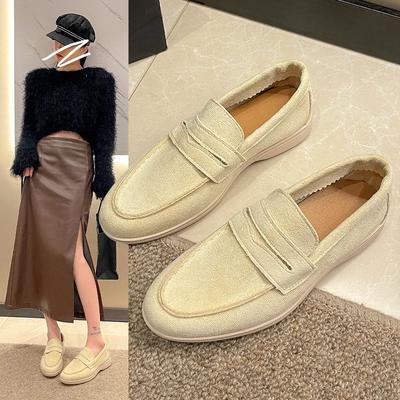 Damskie buty płaskie khaki zamszowe letnie buty do chodzenia wsuwane leniwe mokasyny casualowe mokasyny wygodne mule buty do jazdy 2024