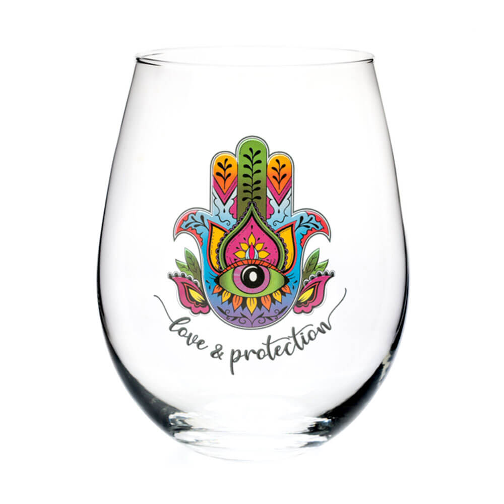 Tallulah Wellness Stemless Glass (Hamsa)