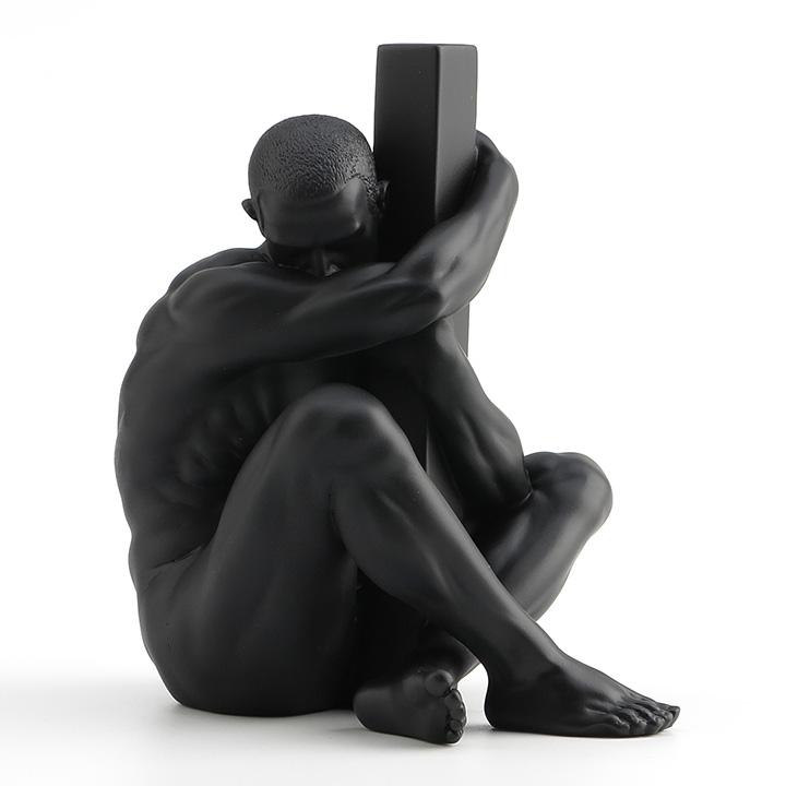 Black Figure Sculpture Room Aesthetic Decor Creative Character Resins Crafts Abstract Figures Statue Desk Decoration Miniatures