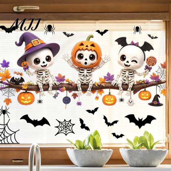 Seasonal Party Accessories Halloween Ghost Glass Sticker, Cartoon Static Window Cling for Decorative Film Parties, Waterproof Decoration