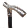 Elegant Italian-made T-shaped walking stick, silver and black, adjustable length, wooden cane, ott-4306sl