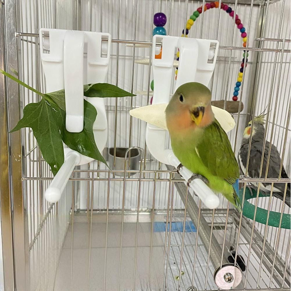 Bird Cage Food Holder, Parrot Fruit Vegetable Clips With Perches Stand, Bird Cage Accessories, Pet Feeder Clips For Budgie Parakeet Cockatoo Macaw Coc