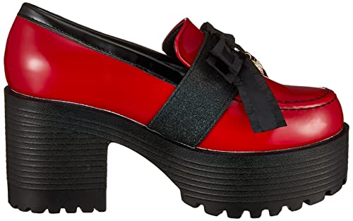 Yosuke Women's Flat Loafers, Size 4320051, Black/Red, Sizes 25.0cm-25.5cm