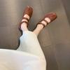 Fashion Designer Mary Jane Split Toe Flats Shoes Buckle Strap Women Comfort Bottom Ballerina Shoe Soft Leather Solid Outdoor Sandals