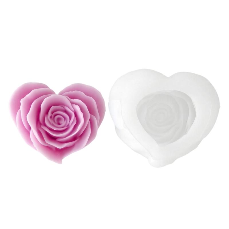 Flexible Heart Shape Rose Mold Decoration for Candle Making, Display Use, and Flower Heart Styling for Project Work and Shelf Display