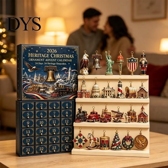 Acrylic Christmas Decoration Nutcracker Advent Calendar 2026, 24 Day Countdown Box with 2D Surprise Gift for Flat Pendants, Festive Tree Hanging