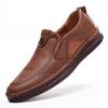 2025 new men's casual shoes soft leather beef tendon sole Doudou shoes genuine leather breathable leather shoes men's