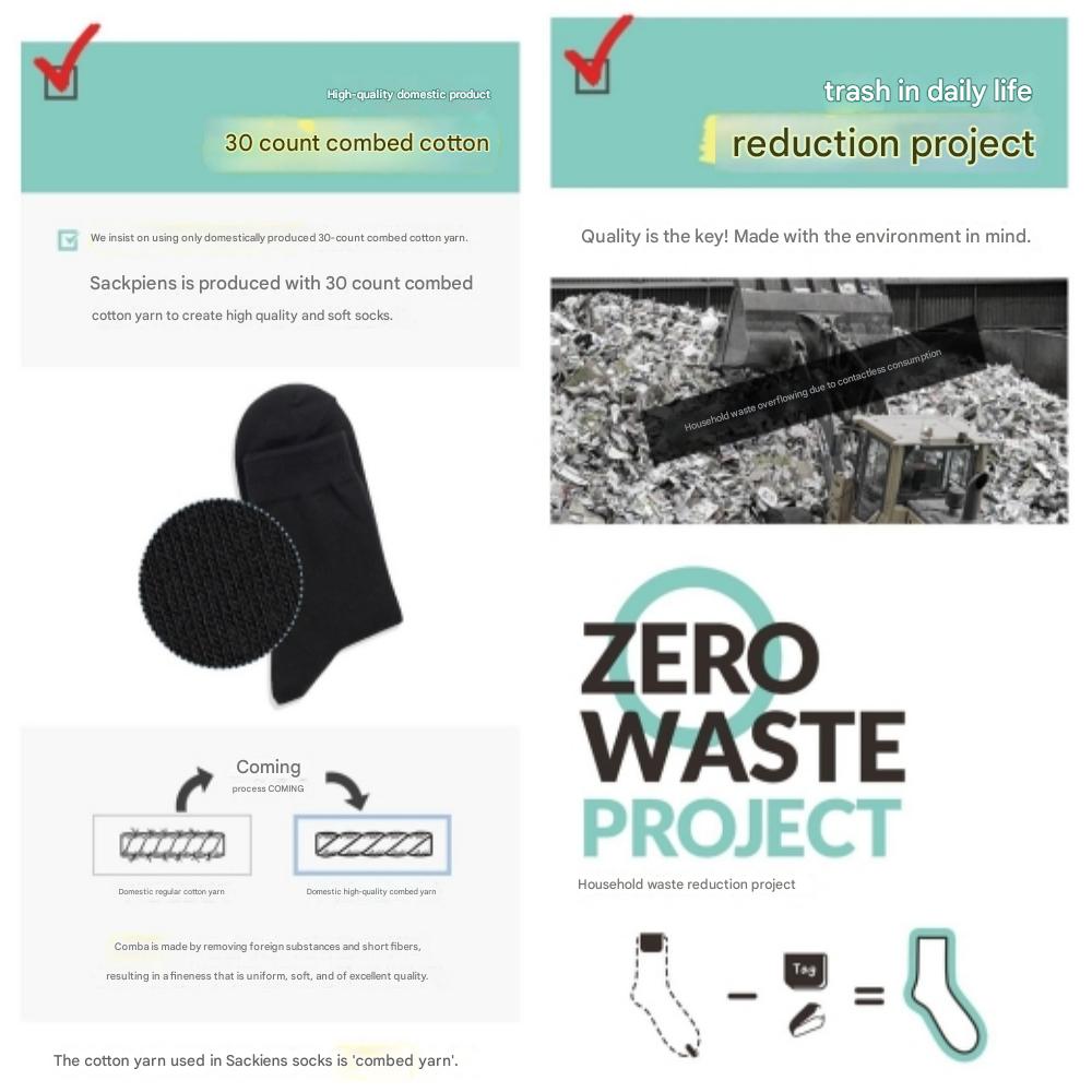 Chaussettes mi-mollet pour hommes Sockpiens[7~10(NOUS)6.5~9.5(Royaume-Uni)40~43(UE)] Ensemble de 8 paires