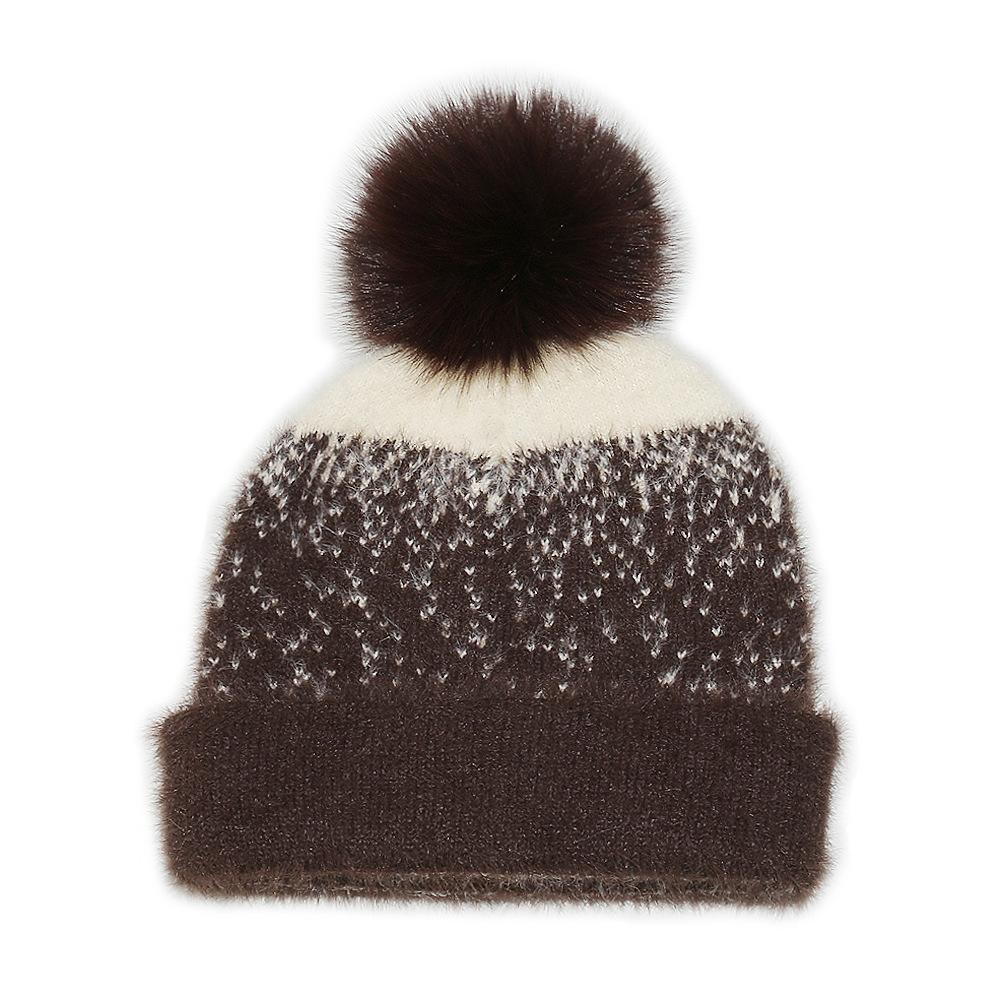 Winter hat children Temu autumn and winter new wool hat imitation mink jacquard knitted hat ear hat women