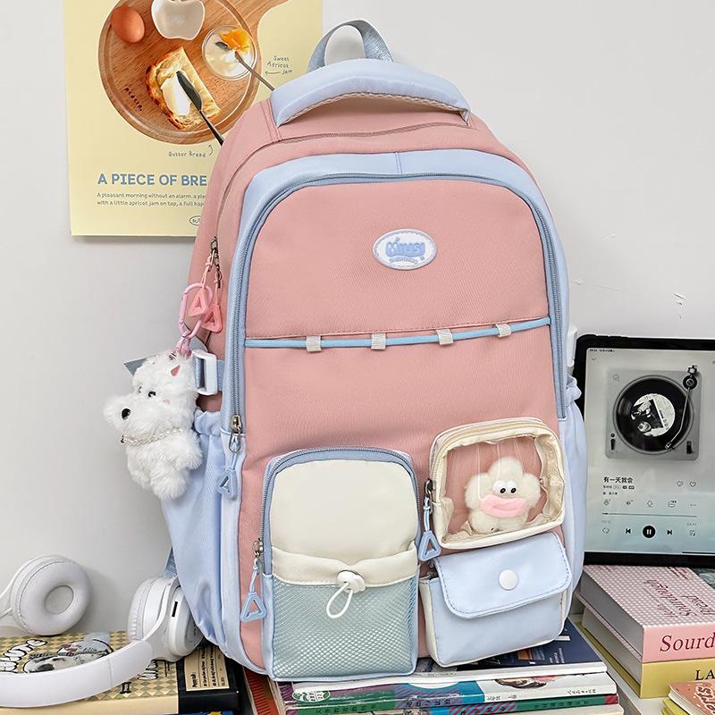 Children's Schoolbags Elementary School Students  Girls' Junior High School Students' Letters and High Looking Backpacks