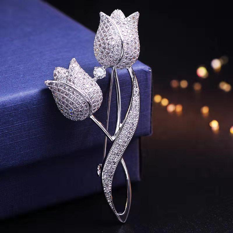 Korean Fashion Handmade Collar Pin with Diamond Leaves & Cat's Eye Stone Brooch - Floral Design for Skirt, Women N079