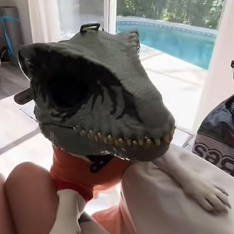 Nakrycie głowy psa domowego Maska dinozaura Maska dinozaura 3D Realistyczny raptor Dino Ruchoma szczęka Maska dinozaura