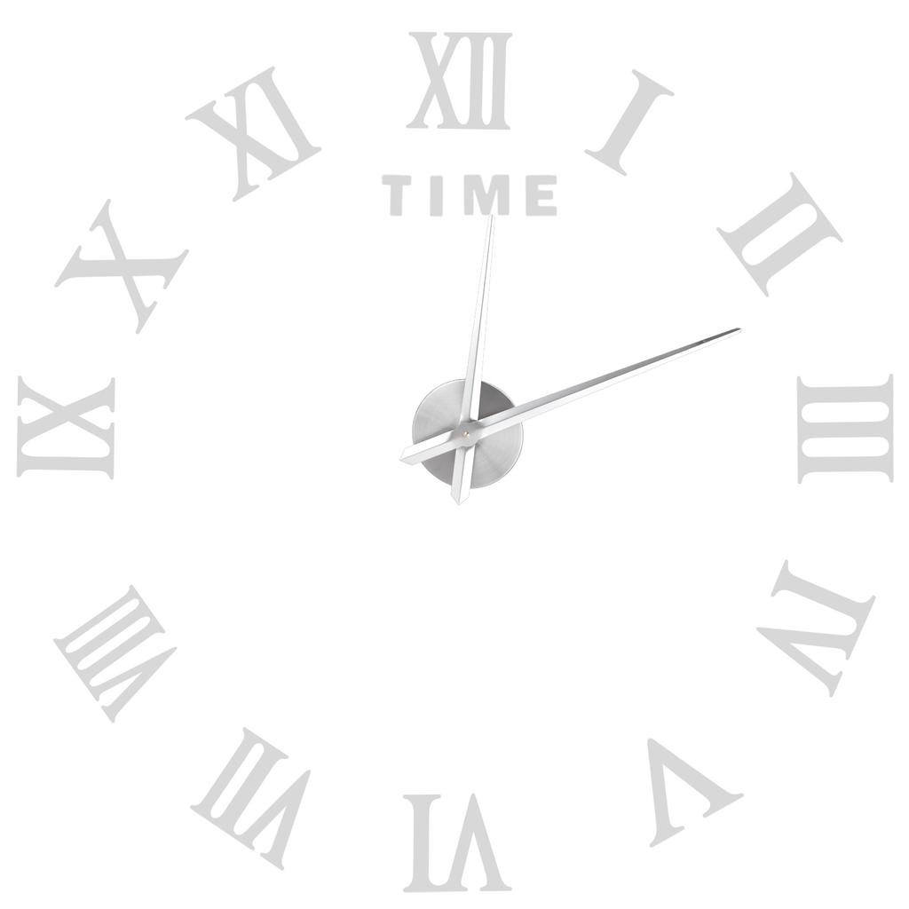 DIY Wall Clock Roman Numerals Frameless Mirror Surface Wall Clock Home Living Room DecorSilver