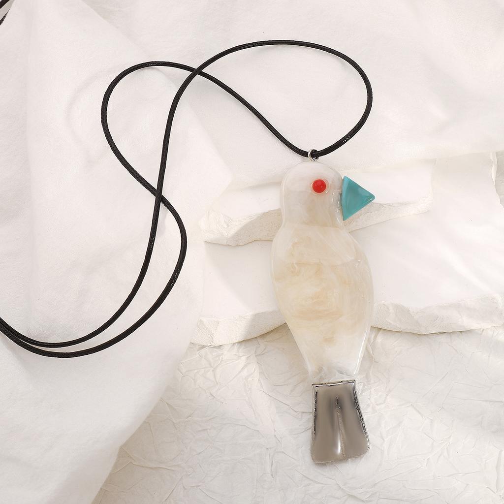 Tooxika Cute Resin Bird Pendant Long Necklace Personalised Literary Necklace