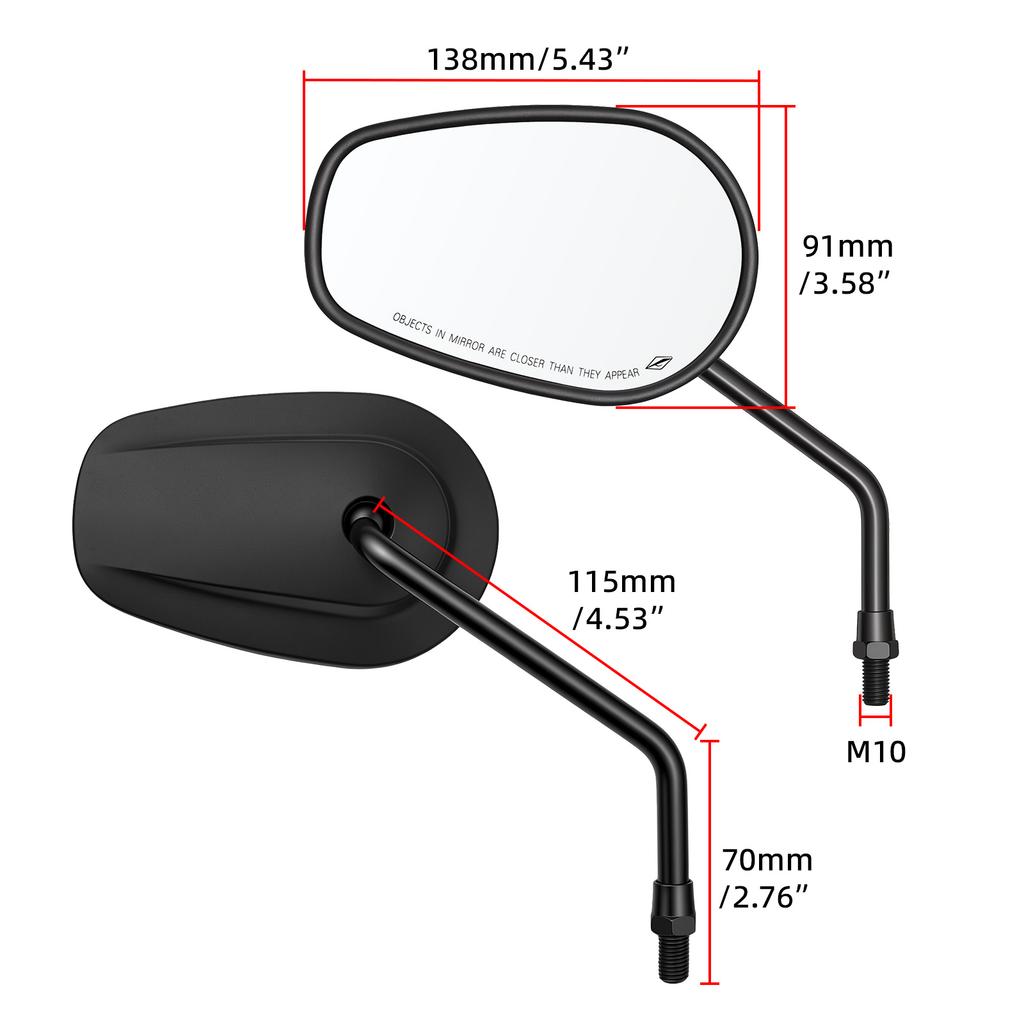 Universal M10 Motorcycle Rear View Mirrors Heavy Duty Handlebar Side Mirrors For Honda Cruiser Touring Motorbike Rearview Mirror