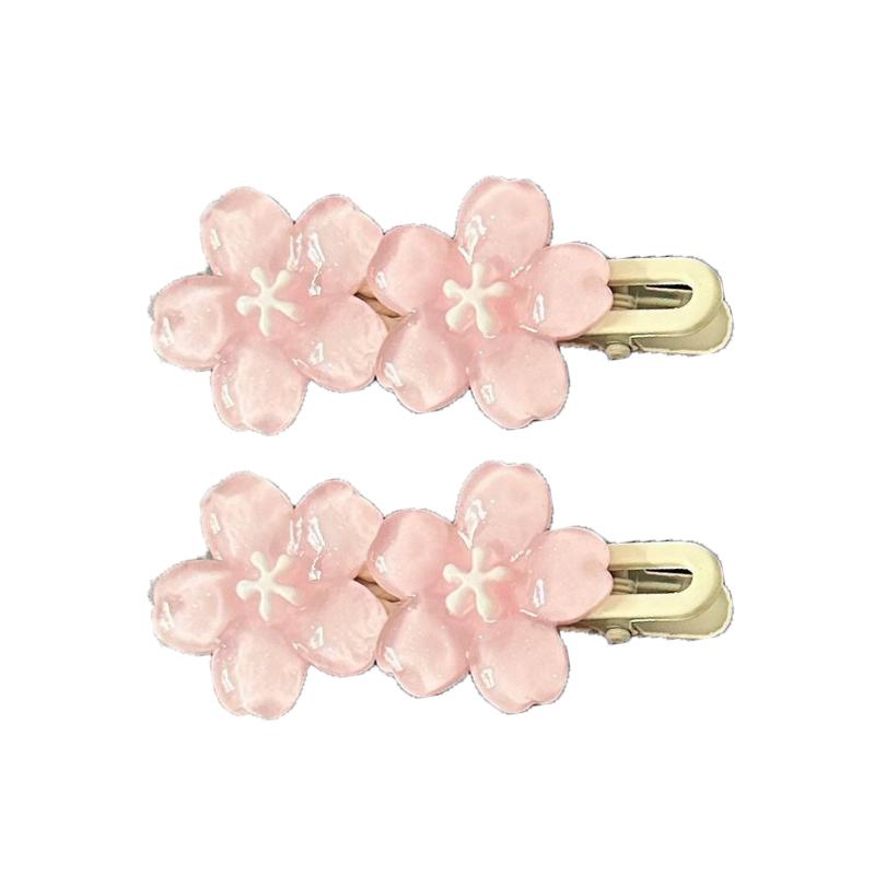 Blue Pink Cherry Blossom Hair Clip Women Sweet Ice Translucent Color Duckbill Clip Hair Accessories