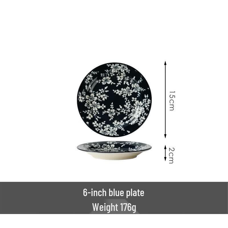 Chinese Underglaze Ceramic Floral Dish