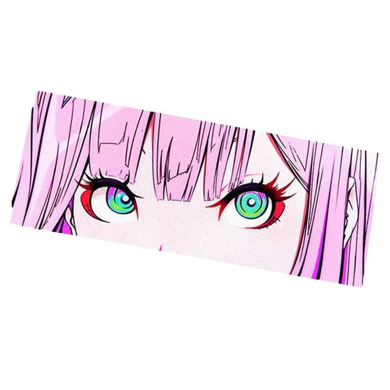 Adhesivo reflectante de ojos de anime para coche, moto y cubierta de tanque, decoración de vinilo