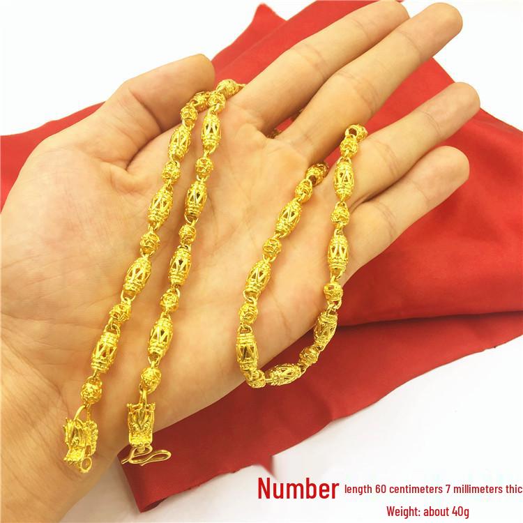 Men's Double Dragon Head Necklace: Non-fading Brass with Thick Gold Plating, Vietnamese Sand Gold Jewelry.