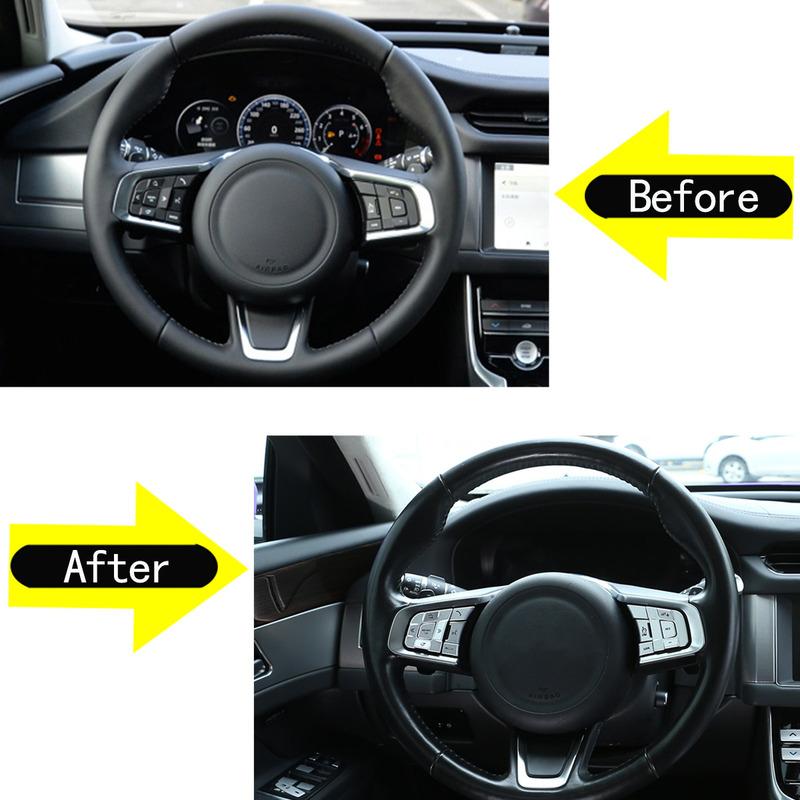 For Jaguar XE XF F-PACE E-PACE F-TYPE Aluminum Alloy Silver Car Steering Wheel Button Sequin Decorative Sticker Car Accessories