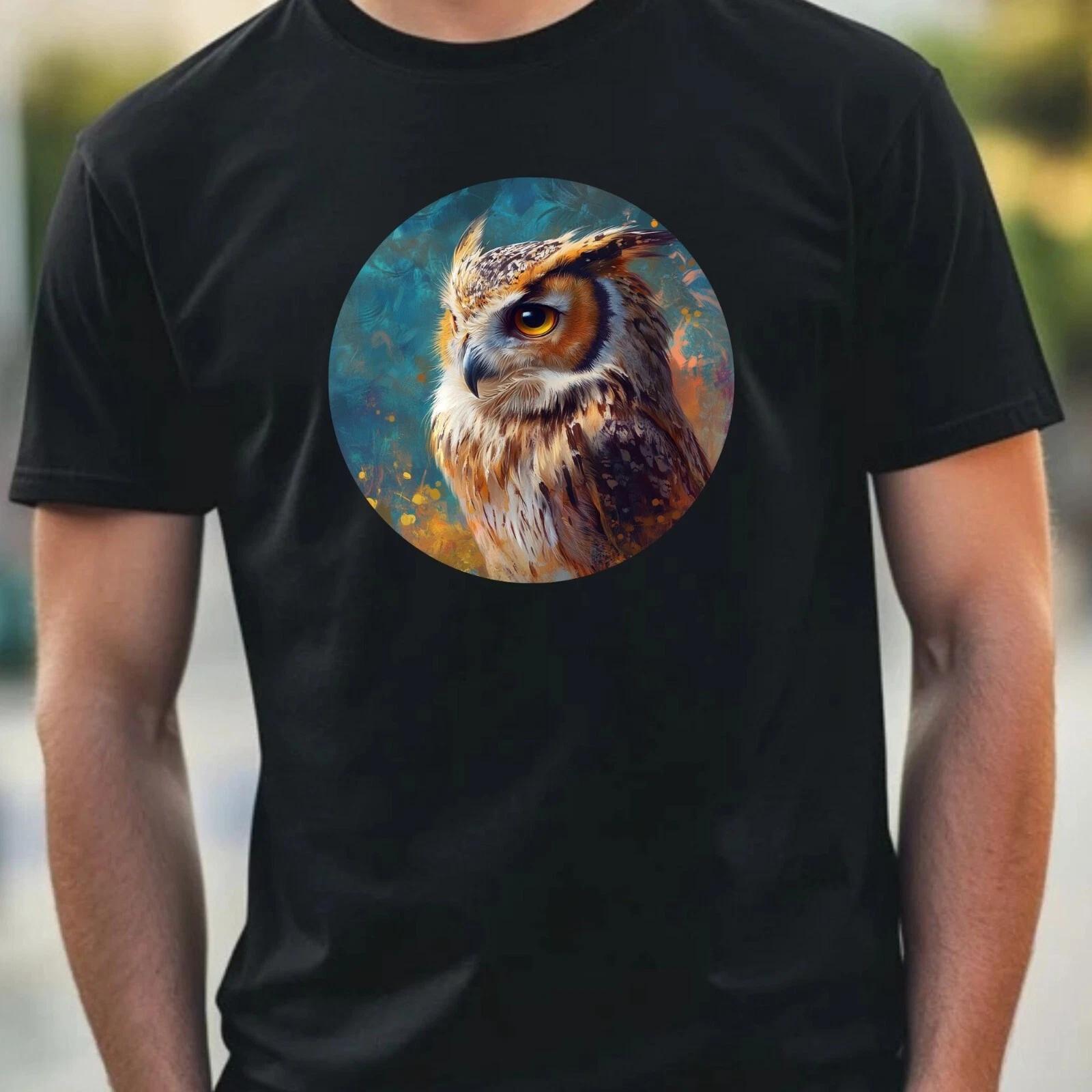 T-Shirt Herren Eule Portrait Motiv Baumwolle Größe XS bis 5XL XXL