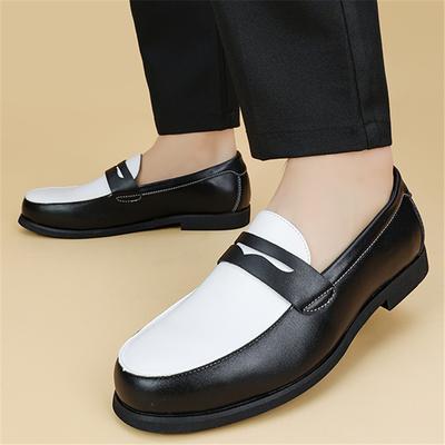 Mode Neu Luxus Designer Herren Schwarz Weiß Gemischt Hochzeit Formelle Anzugschuhe Männlich Slip-On Penny Loafer Schuhe Mann
