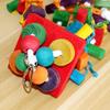 Colorful Parrots Chew Climbing Toy Safe Wood Soft Cotton Ropes Puzzle Block Tearing Toy For Bird Mental Stimulation