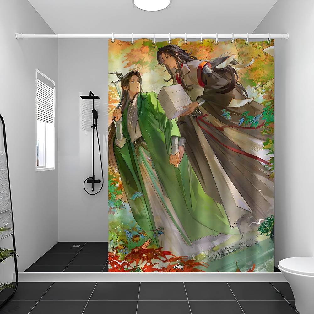 Anime The Scum Villains Pattern Bathroom Shower Curtain Bathroom Partition Curtain Light Opaque Waterproof Material Bathroom