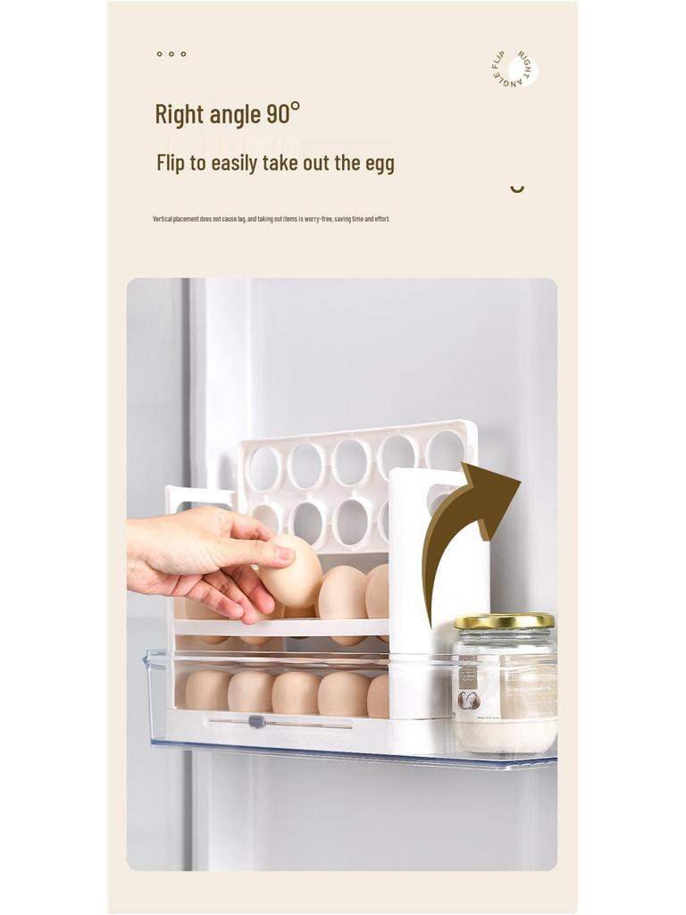 Wendebarer dreilagiger Eierhalter: 30-Eier-Aufbewahrungsbox für Küche und Kühlschrank