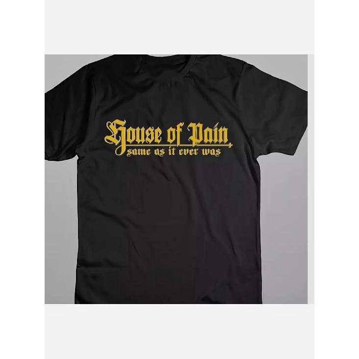 Men s House of Pain Band Vintage T-Shirt - Official Logo &  Same As It Ever Was  Album Print, Black with Lettering, Comfort-Fit Round Neck Casual Tee S чёрный