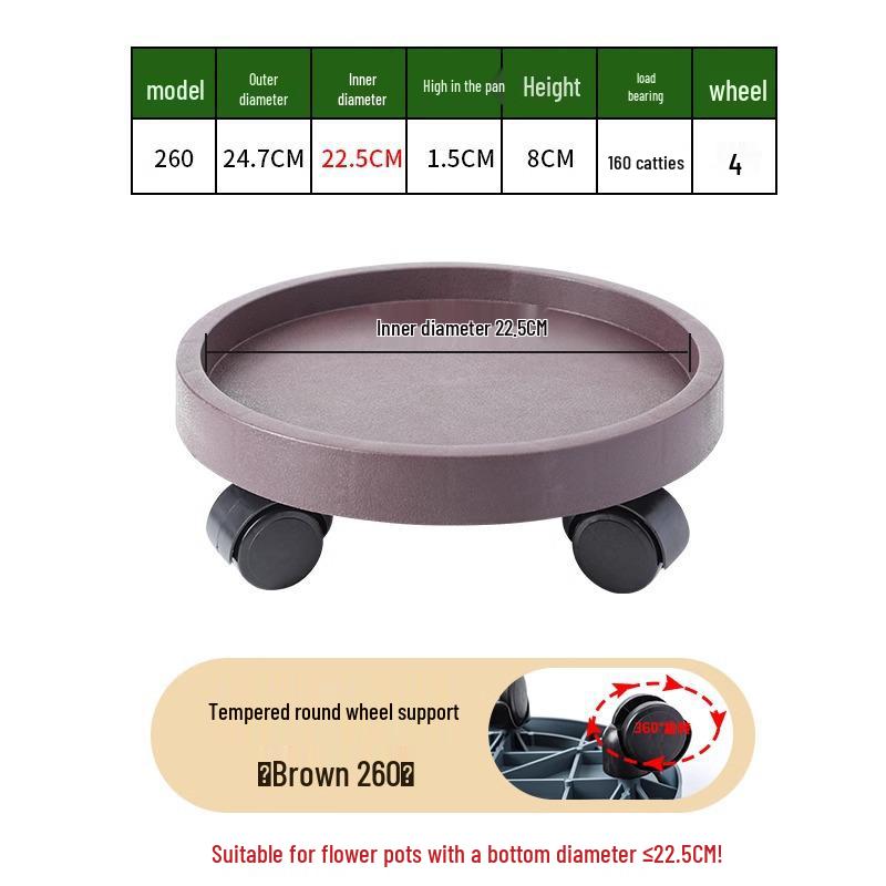 Gehärtetes Harz Mobiler Blumentopf-Untersetzer mit Universal-Lenkrollen und Wasserauffang.