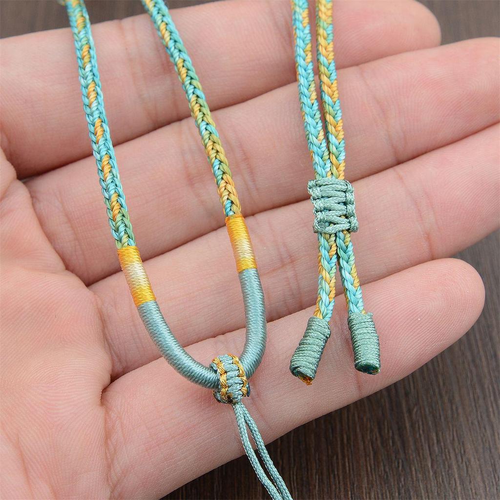Hand-Woven Gradient Eight-Strand Necklace Cord for Jade and Agate Amulet Pendants