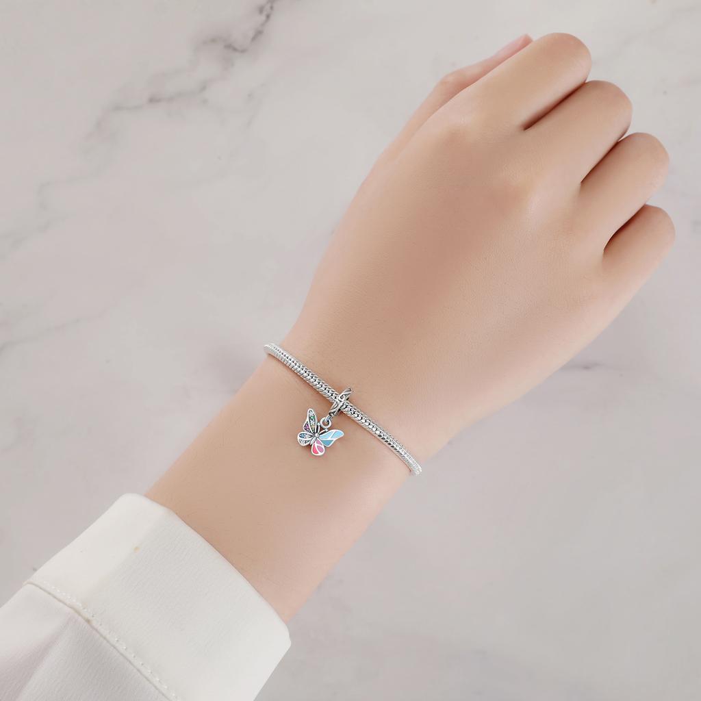 Bead Charms Copper Charm Bead Charms Authentic Colored Butterfly Insect Pendant Bead Charms Compatible With Bracelets Jewellery Diy Women Gift Accesso