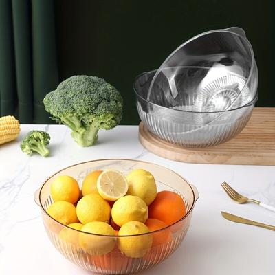 Double Drainer Transparent Dishwashing Basket Vegetable & Fruit Washing Water Filter Frame Household Fruit TrayDouble Draining B