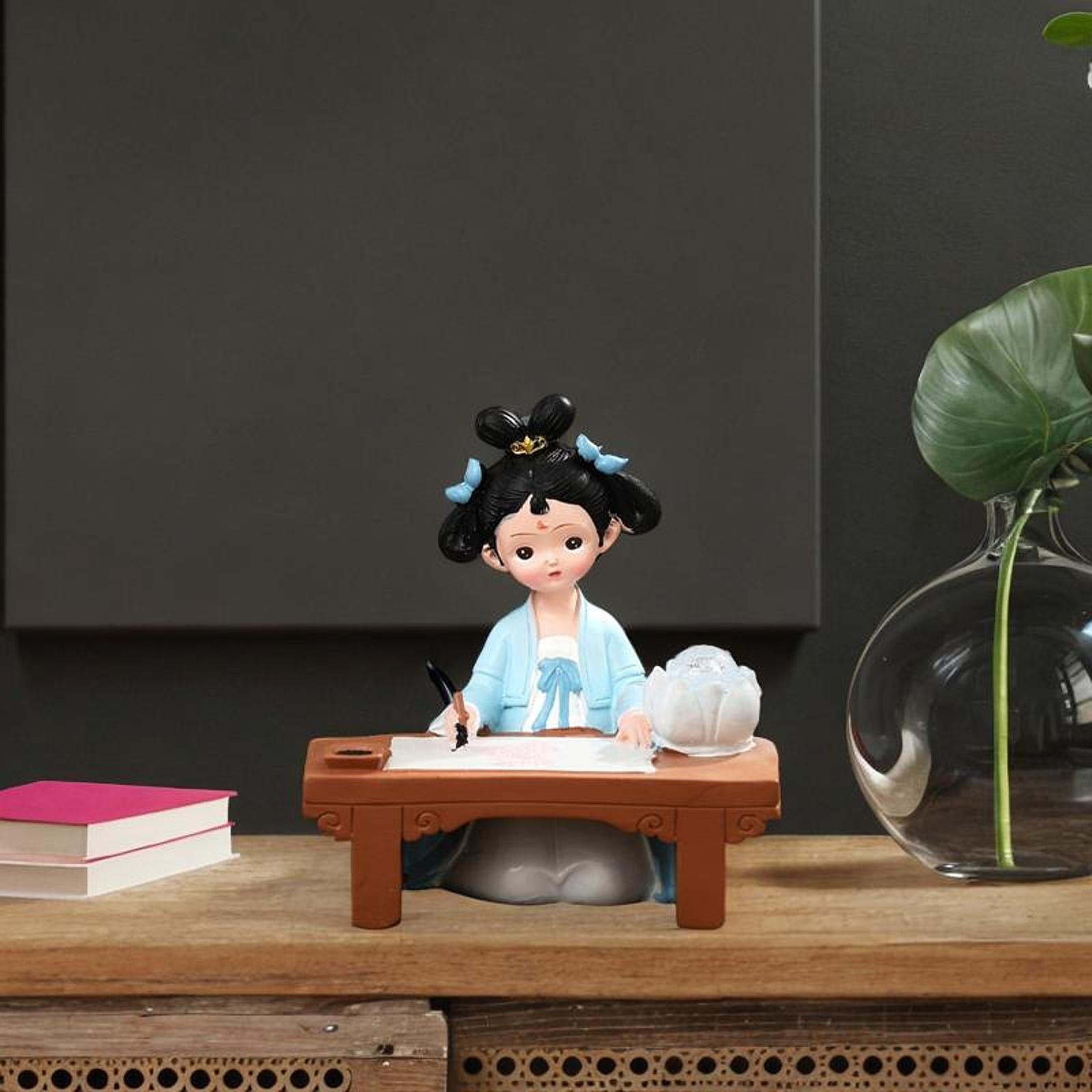 

Статуэтка из смолы для девочки с легким народным этническим декором кукла игрушка в подарок традиционный китайский синий