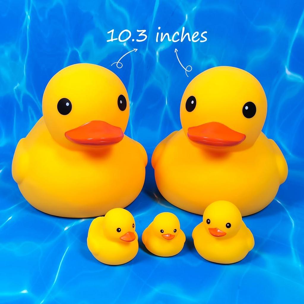 1/2Pcs Giant Rubber Duck 10.2 Inch Duck Giant Rubber Duck Large Rubber Squeaky Big Yellow Rubber Ducks
