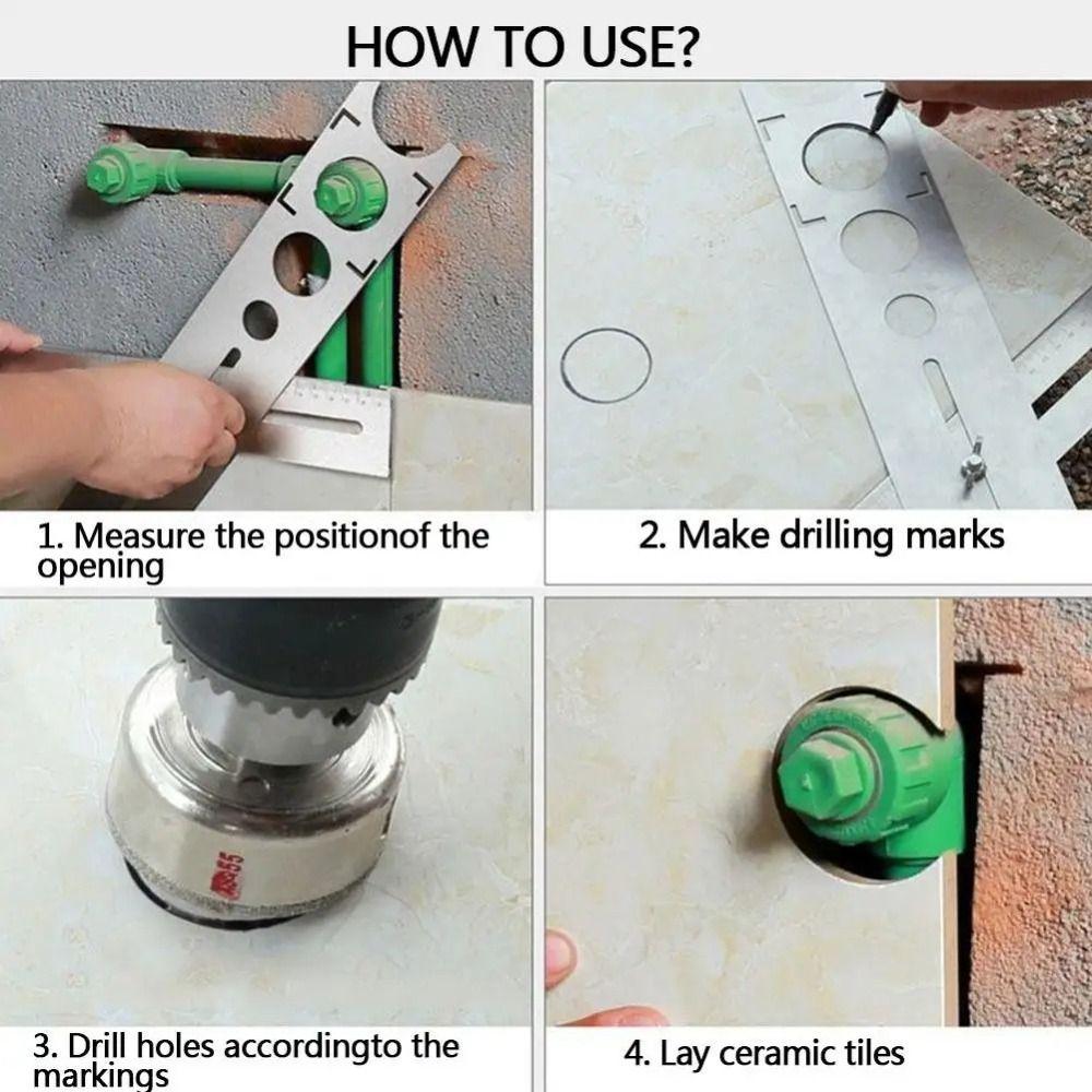 Tile Drill Adjustable Tile Locator High Hardness Marble Opener Marking Position Ruler  Hole Cutter