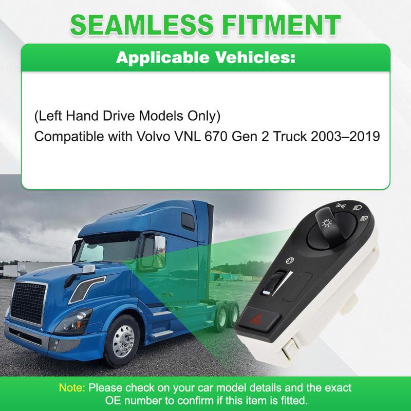 For volvo vnl 670 gen 2 truck 2003 2004 2005 2006 2007 2008 2009 2010 2011- Headlight Switch 20953575 10 P